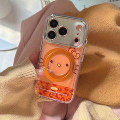 Red & Orange Hello Kitty Emoji Phone Case with Stand for iPhone 13-17 Pro Max