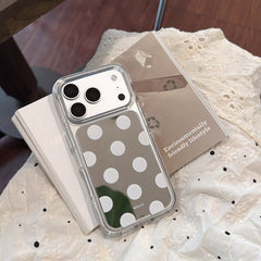 Bold Black & White Polka Dot Mirror iPhone Case | Y2K Space Shell