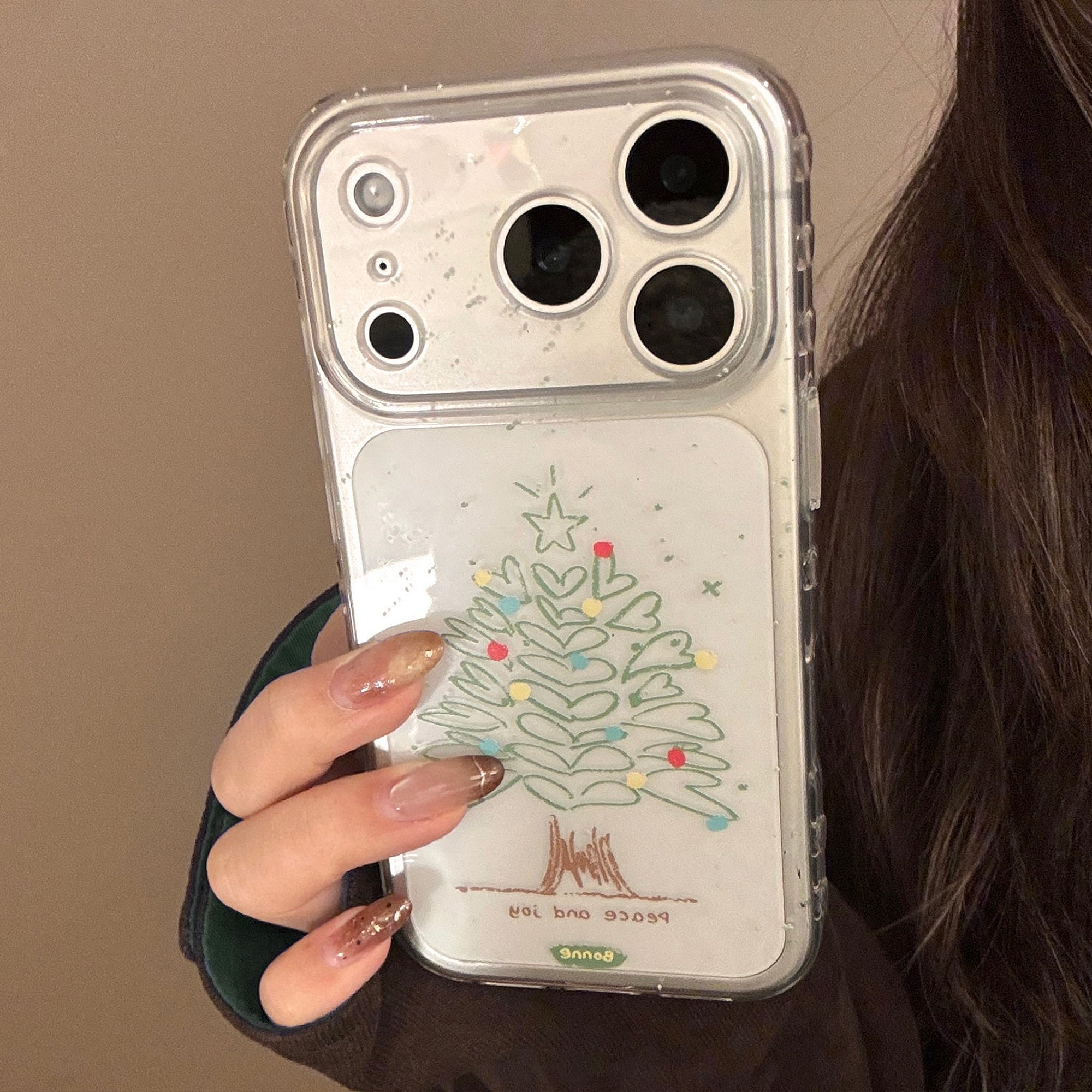 Transparent hand-painted heart tree phone case