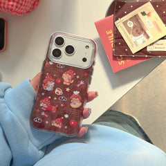 Brown plush red apple dachshund puppy anti-drop phone case