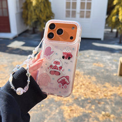Pinkish-brown winter jellycat gold-plated rounded edge phone case