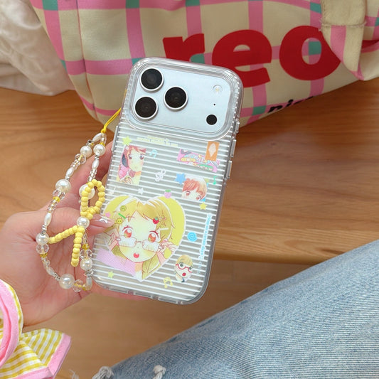 Aesthetic White Stripes Girl Collage iPhone Case | Y2K Art Print