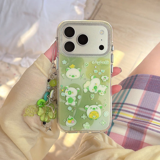 Urban Graffiti Bear & Clover iPhone Case | Street Art Aesthetic