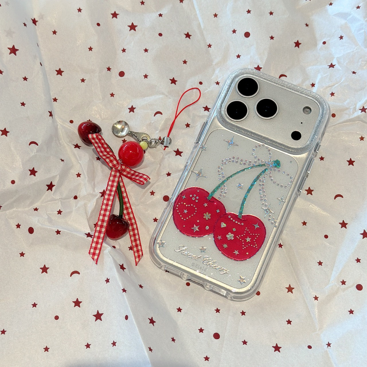 Colorful Star and Cherry Apple Phone Case for iPhone 17
