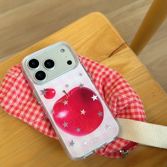 Pastel Plaid Star & Fruit iPhone Case | Preppy Aesthetic Design