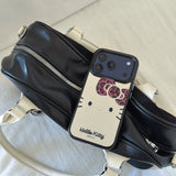 Load image into Gallery viewer, Leopard print bow Kitty mirrored rounded edge space shell