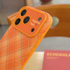 Simple orange diamond pattern large window phone case
