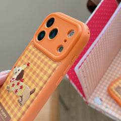 Plaid star hat dachshund embroidered 3D phone case