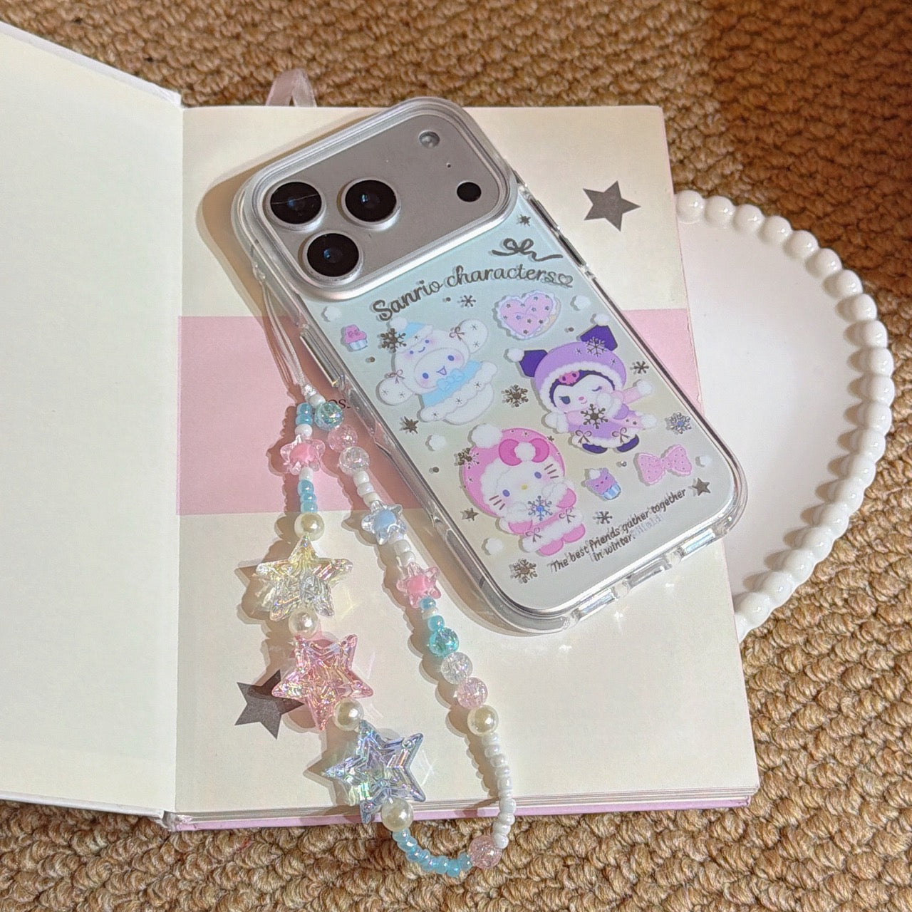 Winter Silver Snowflake Sanrio Gold-Plated Phone Case