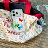 Load image into Gallery viewer, Kitty round-edged airbag double-sided phone case with pomelo leaf design