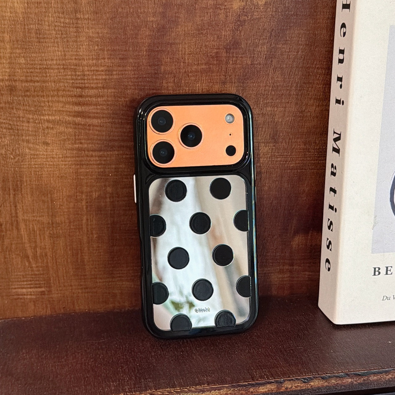 Bold Black & White Polka Dot Mirror iPhone Case | Y2K Space Shell