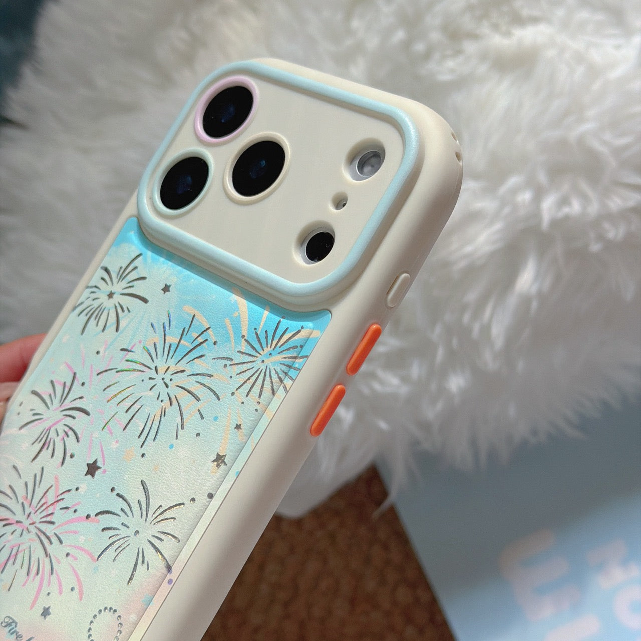 Sparkling Fireworks Textured Leather Phone Case for iPhone 17 Pro