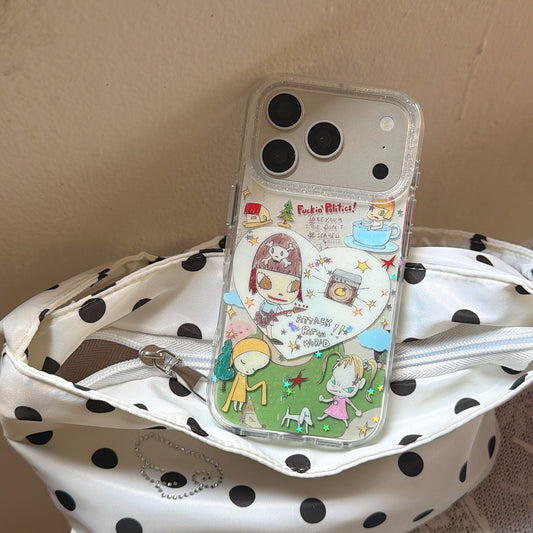 Soft Meadow Heart Girl Aesthetic iPhone Case | Cottagecore Vibes