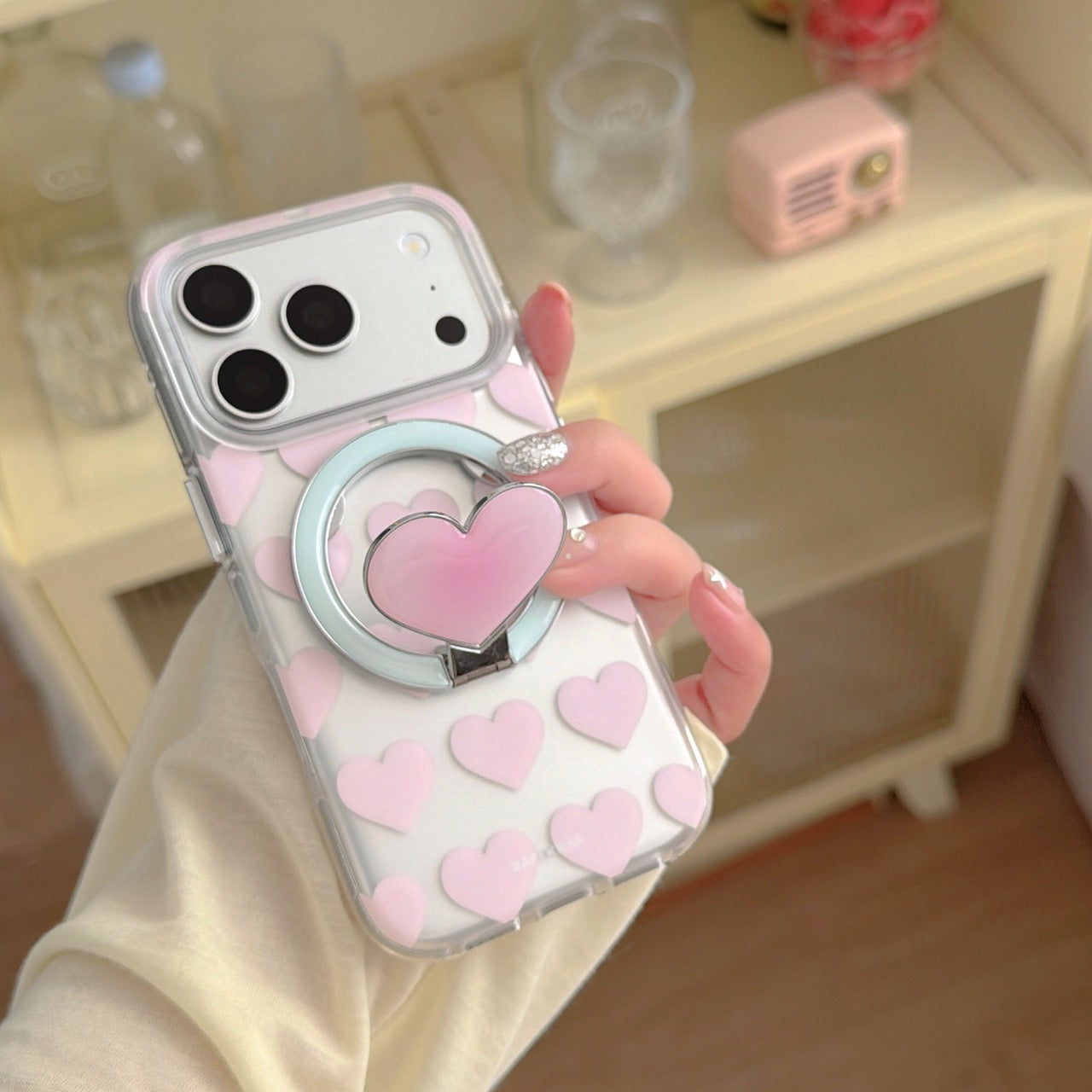 Magnetic Colorful Hearts iPhone Case | Cute Patterned Aesthetic