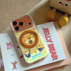 Leopard Officer/Gary Stand Round Edge Airbag Phone Case