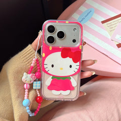 Strawberry Cute Outfit Hello Kitty Phone Case for iPhone 13-17 Pro Max