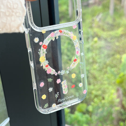 Magnetic Spring Floral Wreath iPhone Case | Romantic Botanical Cover