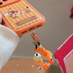 Plaid star hat dachshund embroidered 3D phone case