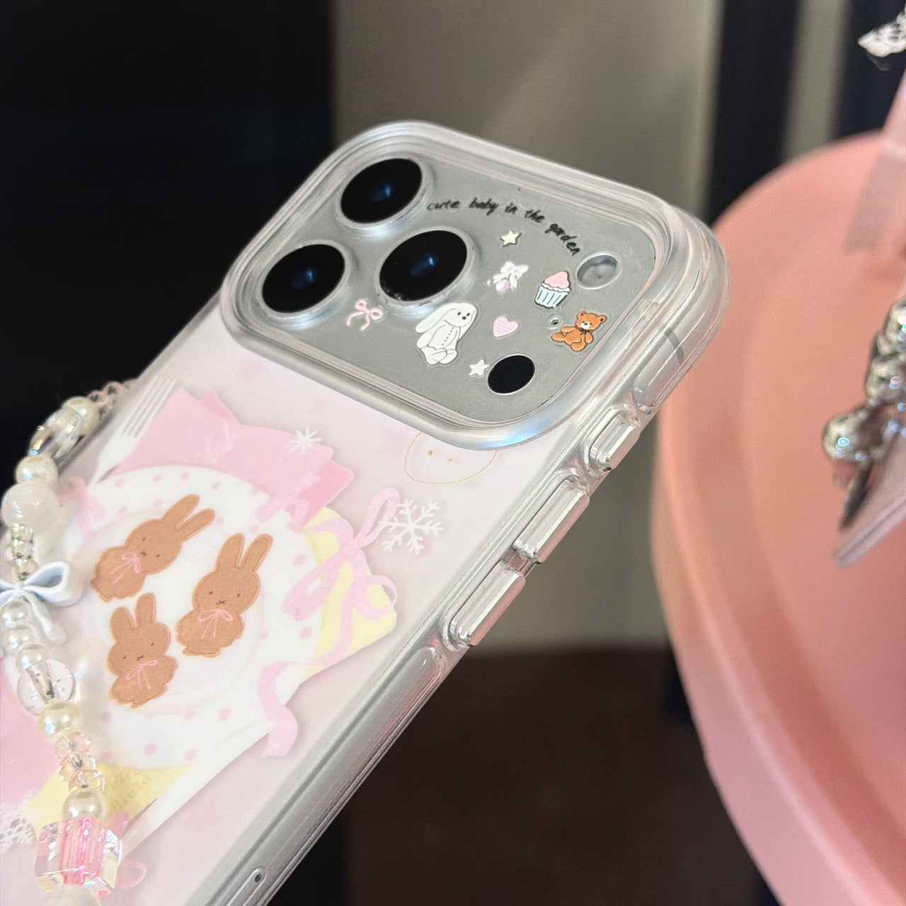 Pink bow Miffy rabbit cookie phone case