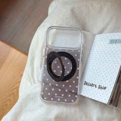 Chic Semi-Transparent Black Polka Dot Case with Integrated Stand
