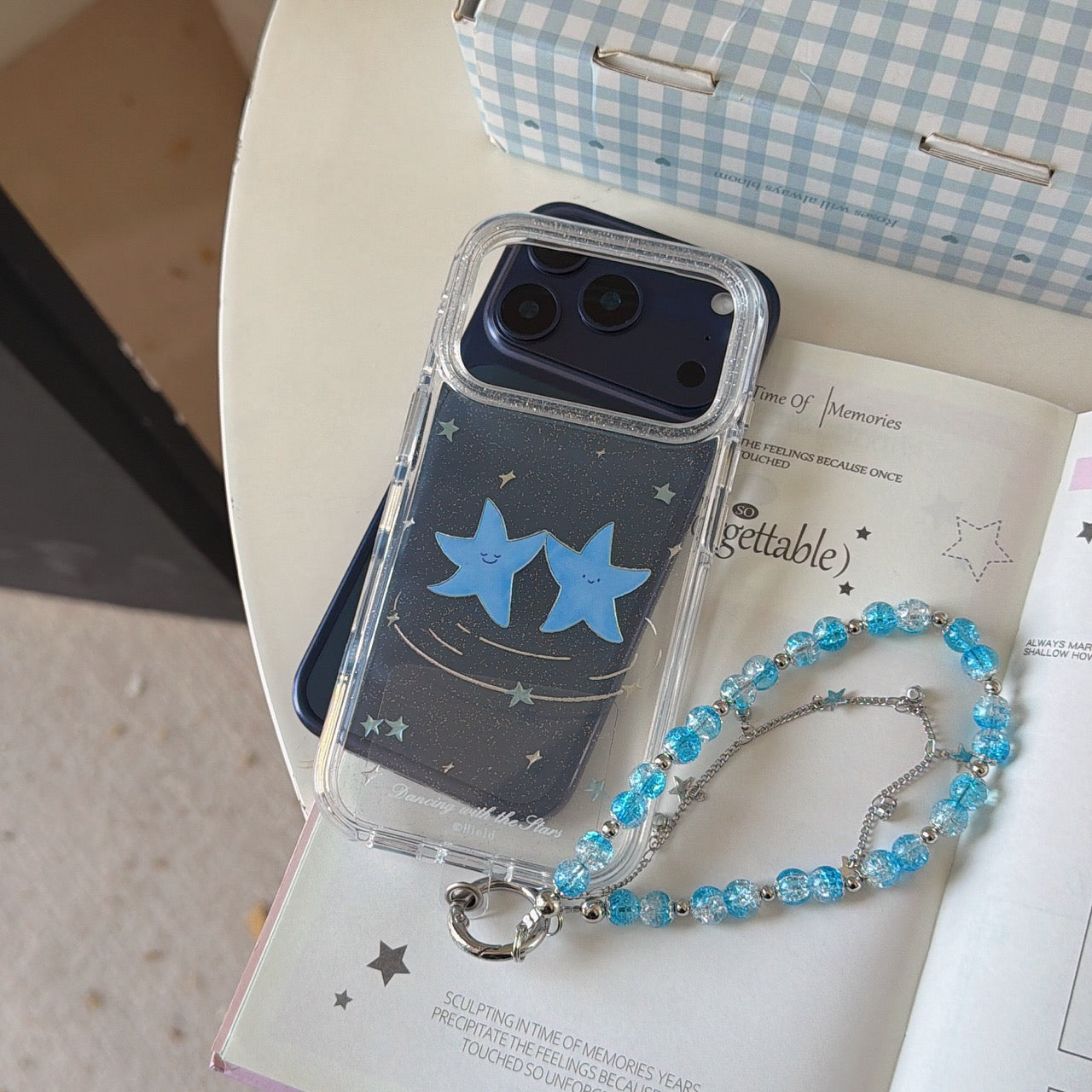 Two dancing blue star rounded phone cases