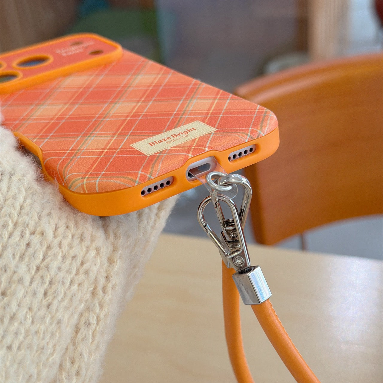 Simple orange diamond pattern large window phone case