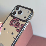 Load image into Gallery viewer, Leopard print bow Kitty mirrored rounded edge space shell