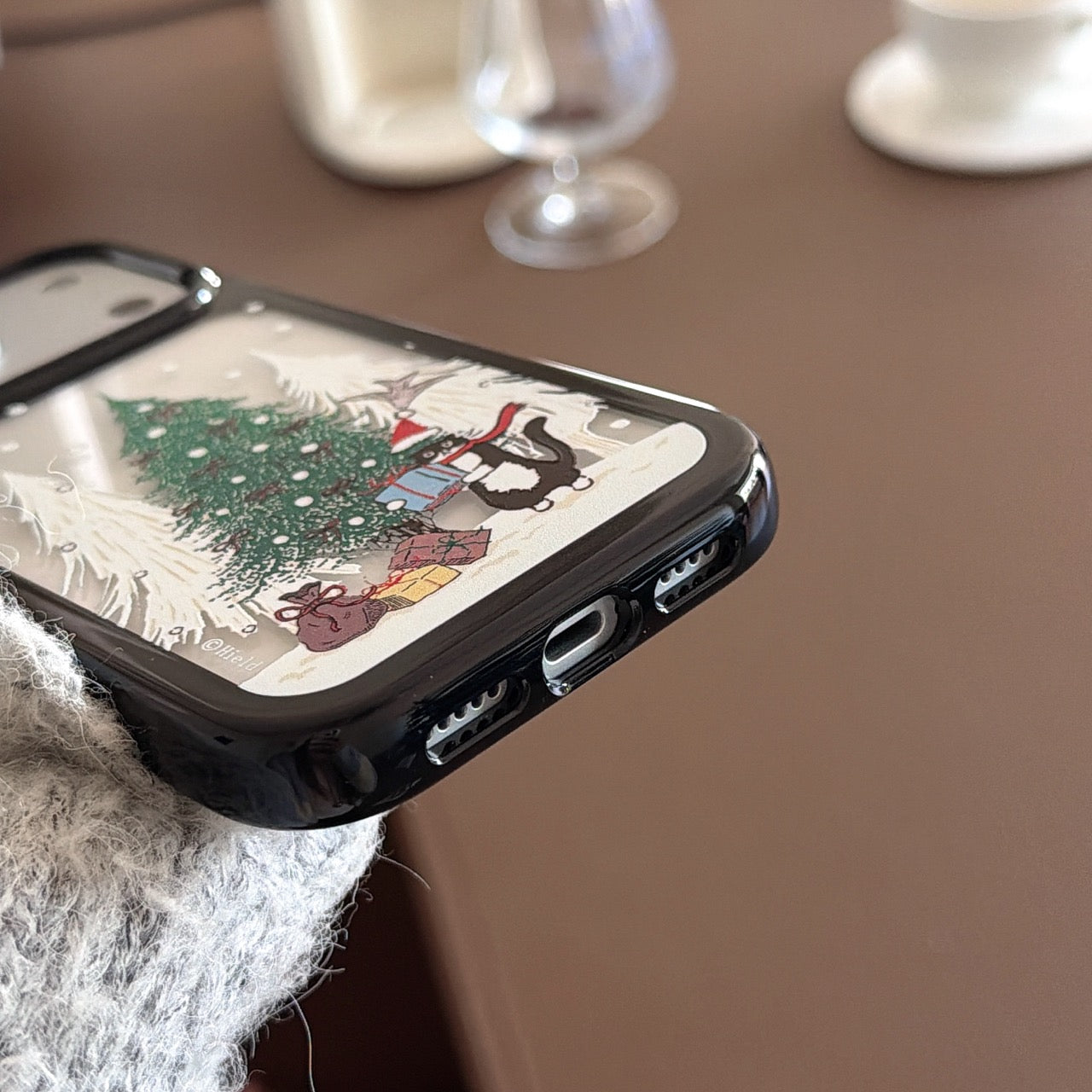 Christmas Black Kitten Round Edge Phone Case