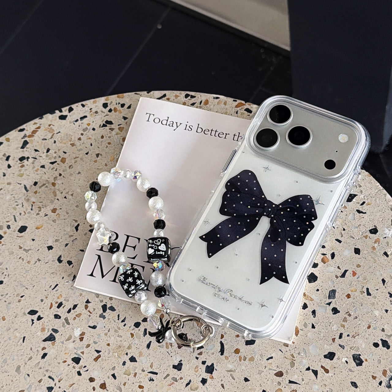 Chic Black Bow & Diamond Gilded Edge Cover | Gothic Lolita Aesthetic