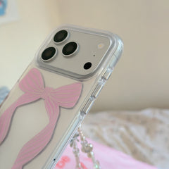 Silver Ribbon & Pink Bow Case | Coquette Chrome Aesthetic