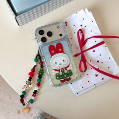Red hat Miffy Christmas phone case with gilded rounded edges and airbag design