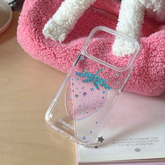 Gilded colored diamond pink strawberry phone case