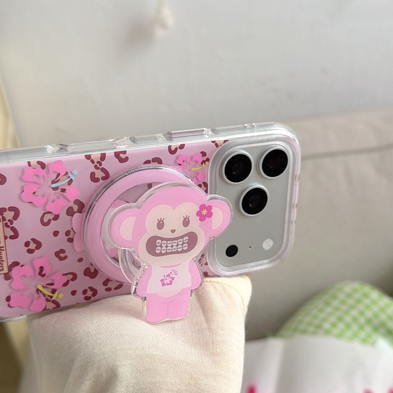 Edgy Leopard Flower Monkey Magnetic iPhone Case | Punk Kawaii Style