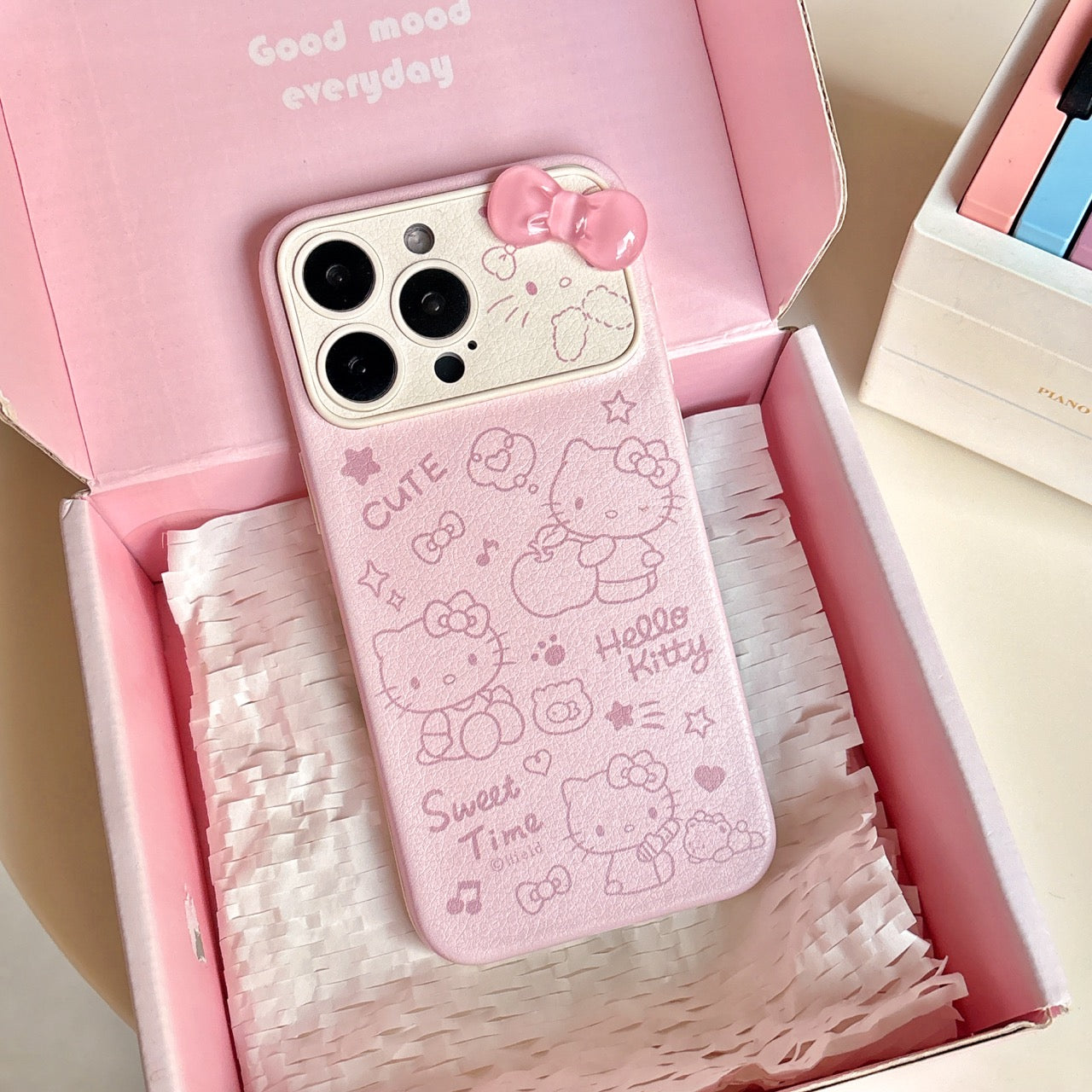 Foundation Music Symbols Apple Hello Kitty Large Window Leather Phone Case