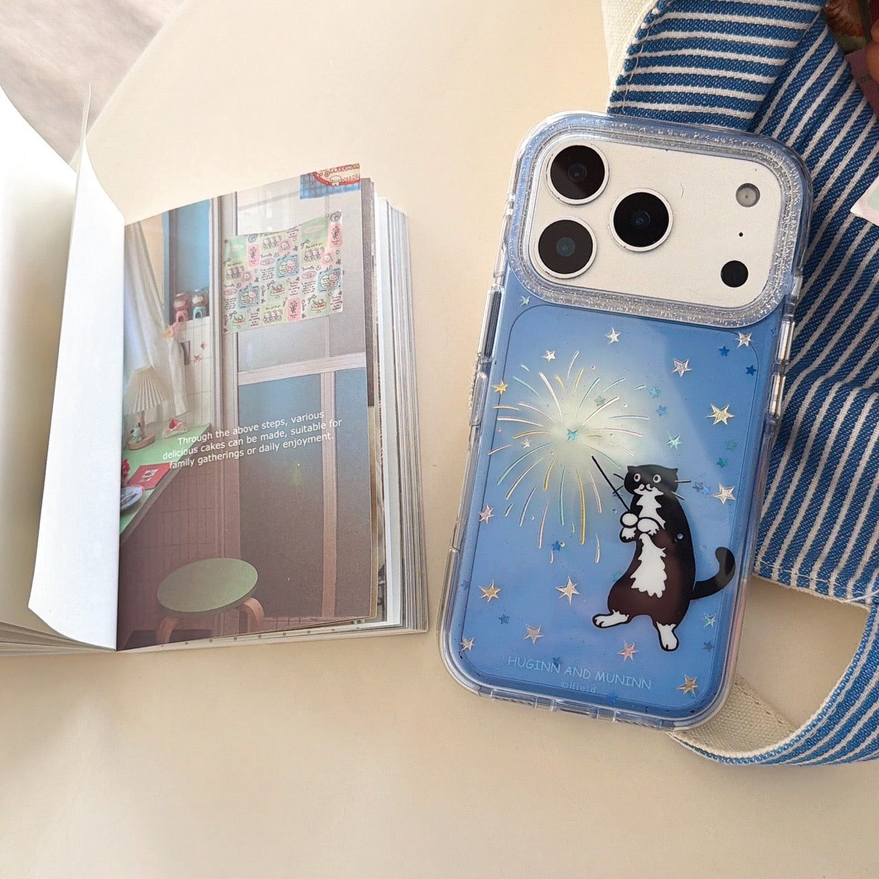 Black cat with fairy wand rounded edge phone case