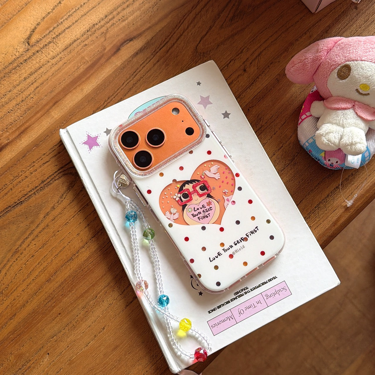 Kawaii Colorful Polka Dot Heart & Character Case | Aesthetic IMD Cover
