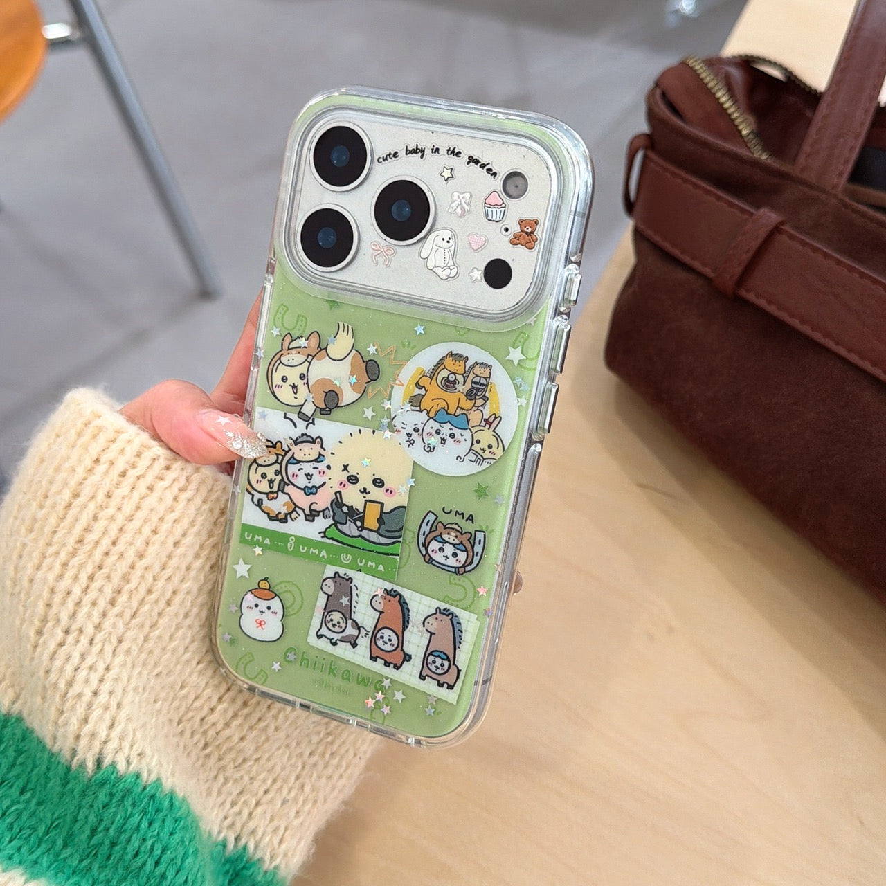 Green Chiikawa Pony Rounded Edge Airbag Apple Phone Case