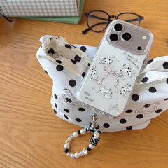 Playful Running Puppy & Bows iPhone Case | Y2K Girly Aesthetic