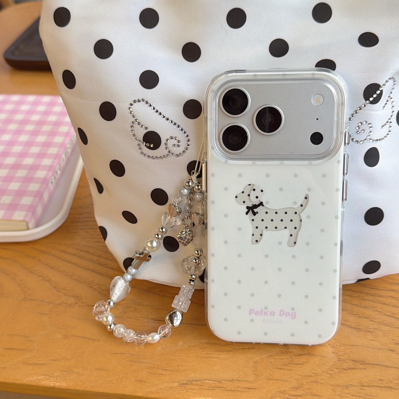 Playful Polka Dot Puppy iPhone Case | Cute Animal IMD Cover
