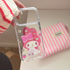 Iridescent Flower Strawberry My Melody Phone Case for iPhone 13-17 Pro Max