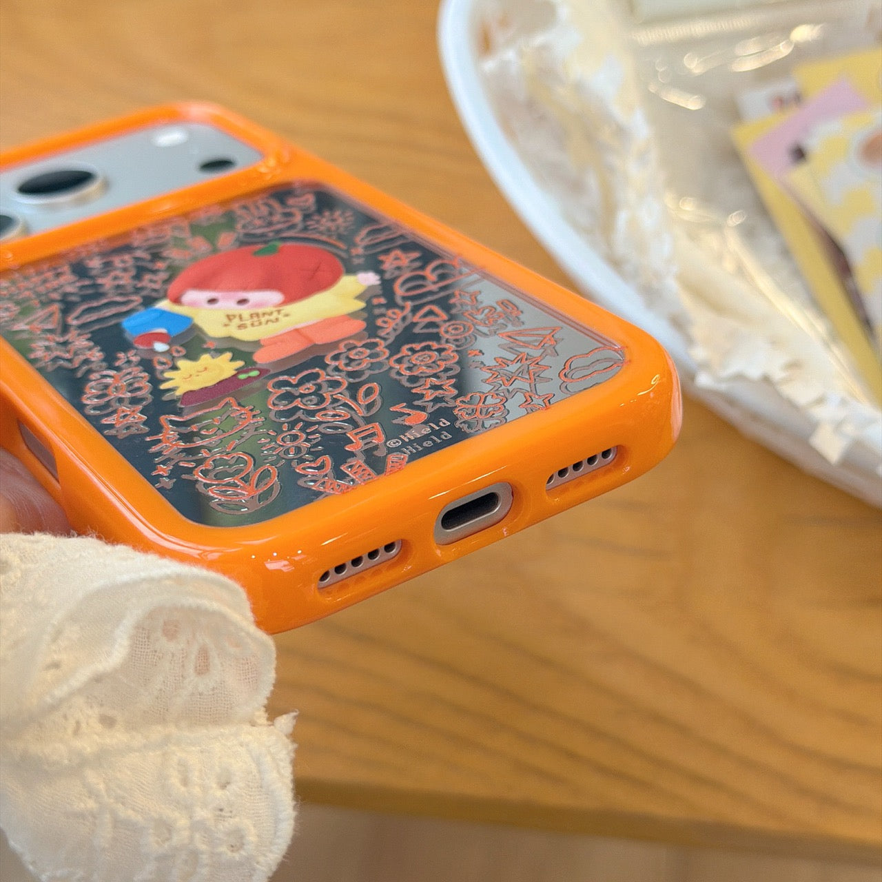 Vibrant Orange Floral Yoyo-chan Mirror Case | Trendy Y2K Mirror Shell