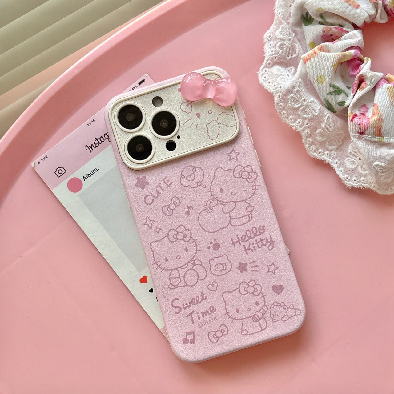 Foundation Music Symbols Apple Hello Kitty Large Window Leather Phone Case
