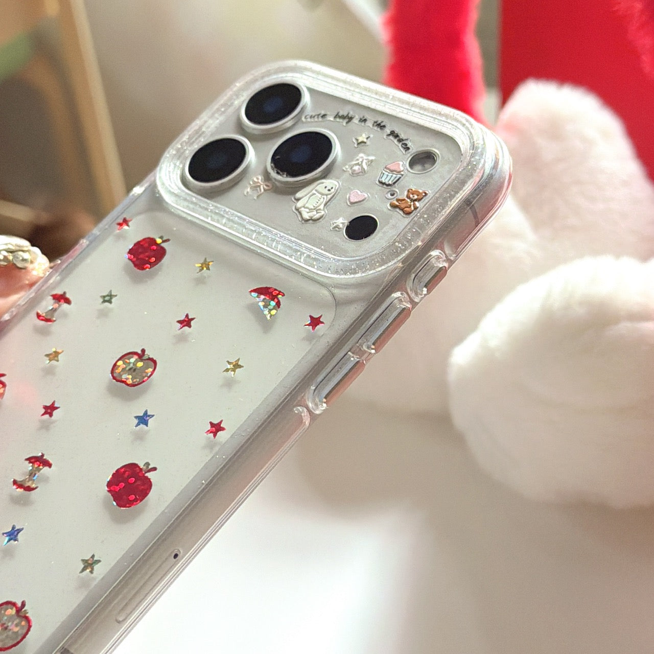 Colorful star pattern multiple Apple logo round-edge iPhone case