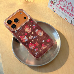 Brown plush red apple dachshund puppy anti-drop phone case