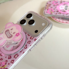 Edgy Leopard Flower Monkey Magnetic iPhone Case | Punk Kawaii Style