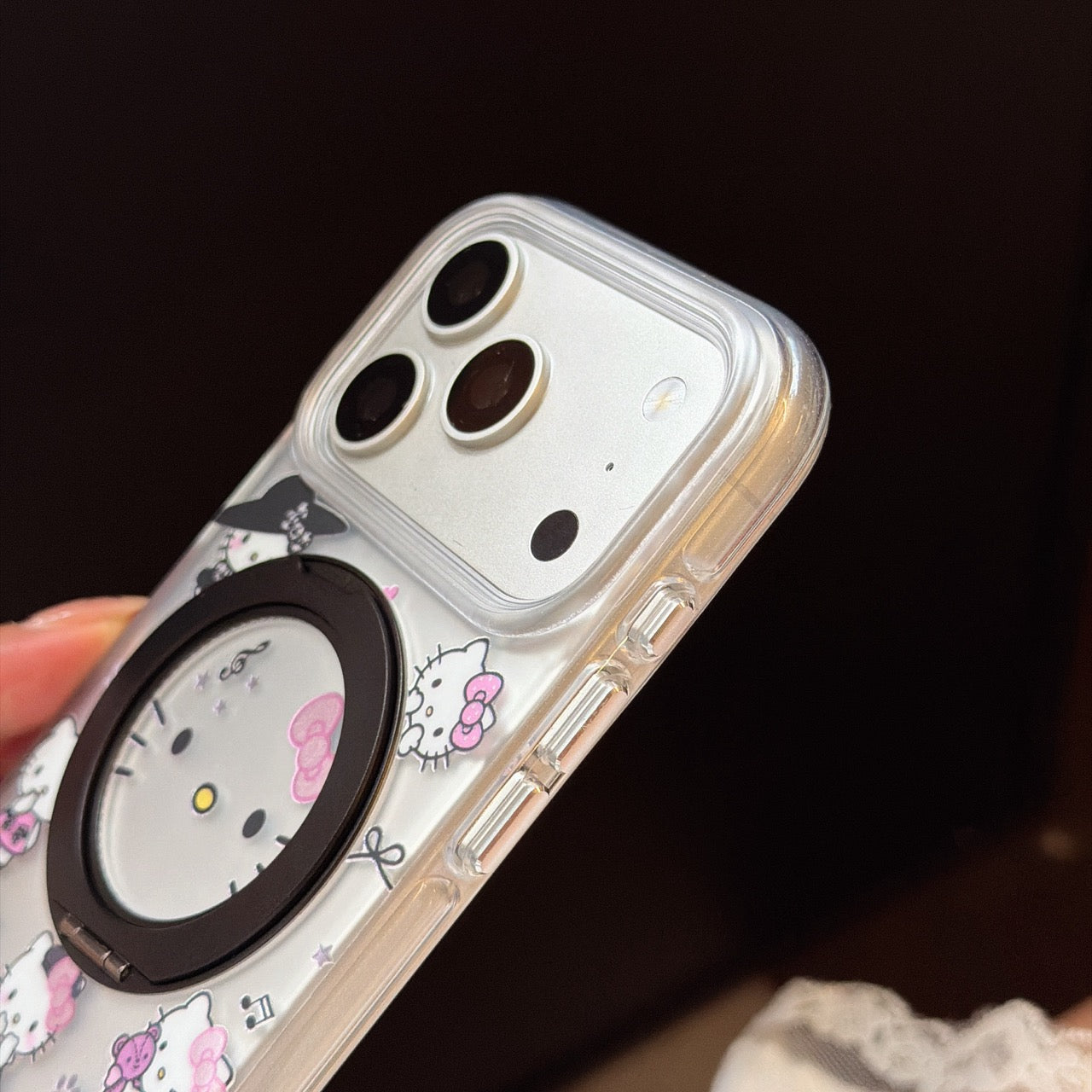Sweet & Cool Pink Bow Kitty iPhone Case with Built-in Stand