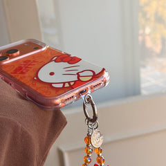 Orange-toned Kitty side profile rounded airbag phone case