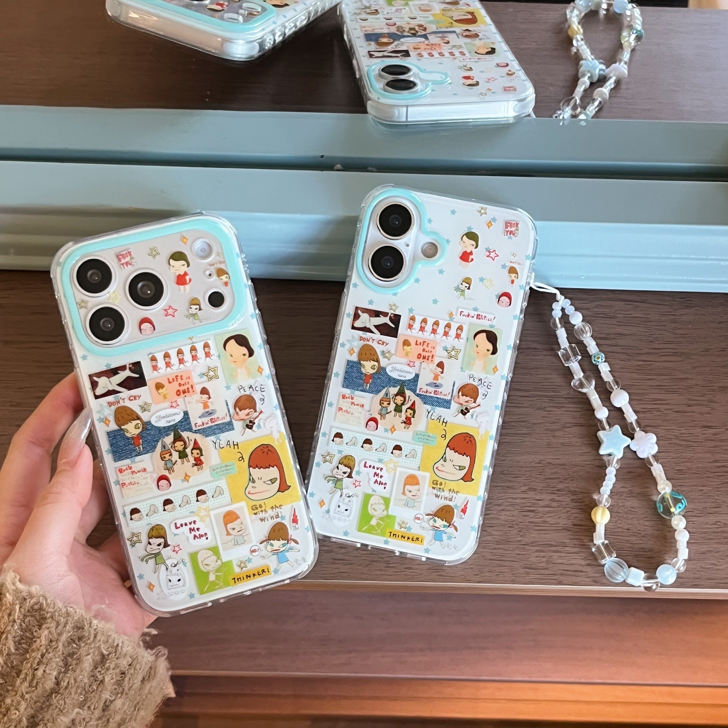 Mint Green Star Yoshitomo Nara Phone Case for iPhone 13-17 Pro Max - ArtCase