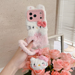 Cartoon plush Kitty phone case with lanyard