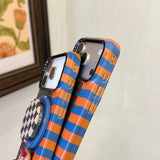 Load image into Gallery viewer, Brown, orange and blue wavy magnetic film phone case